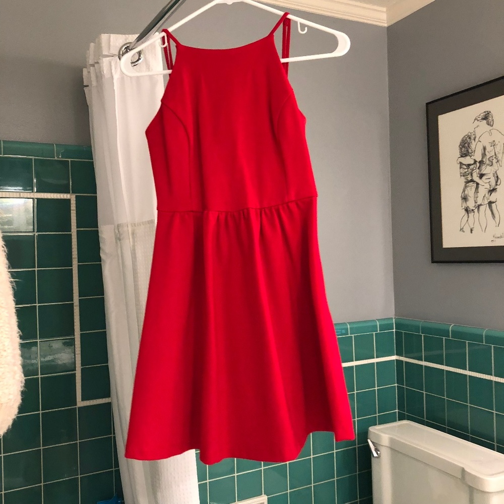 Red dress with an open back